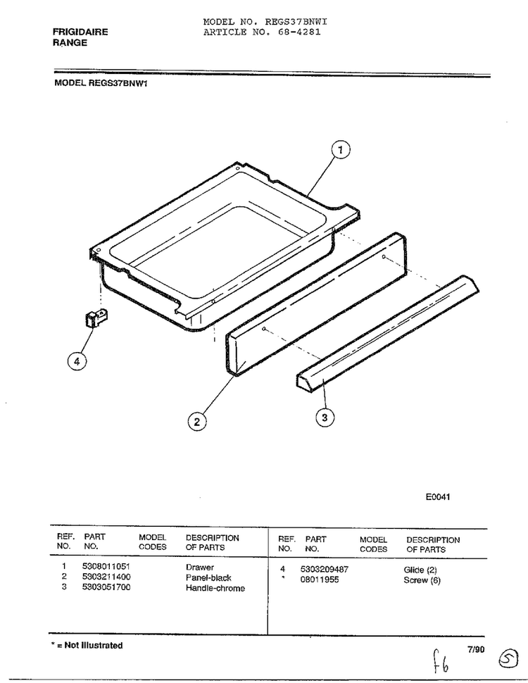 Frigidaire Range Page 6 Diagram and Parts List for 4281  Frigidaire Range
