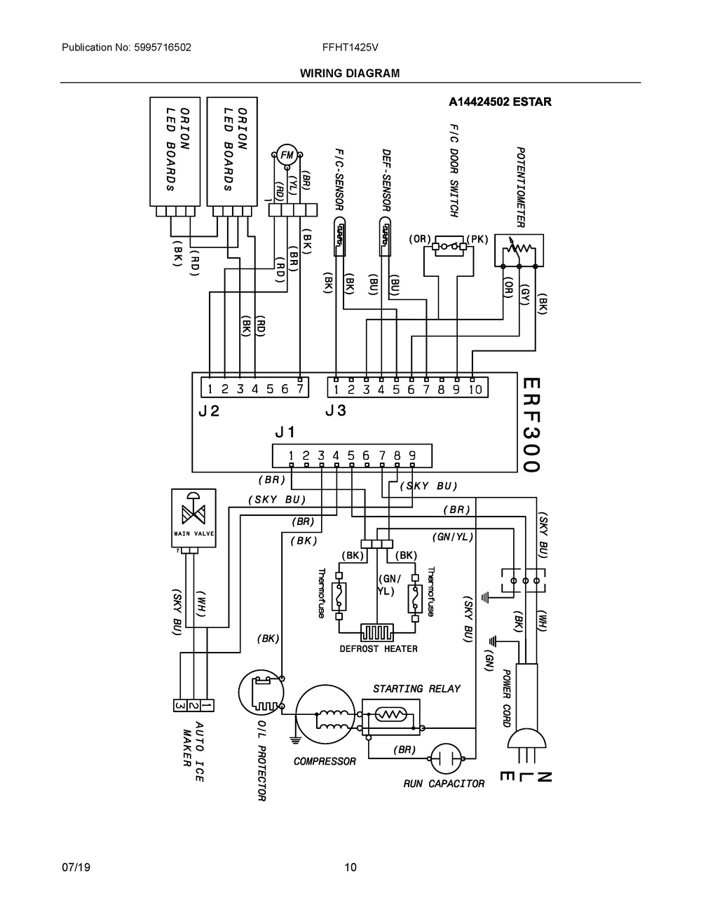 Wiring Diagram Diagram and Parts List for FFHT1425VB  Frigidaire Refrigerator