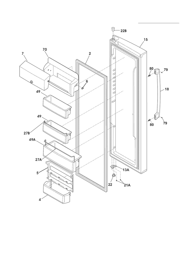 Refrigerator Door Diagram and Parts List for EW23CS70IS7  Electrolux Refrigerator
