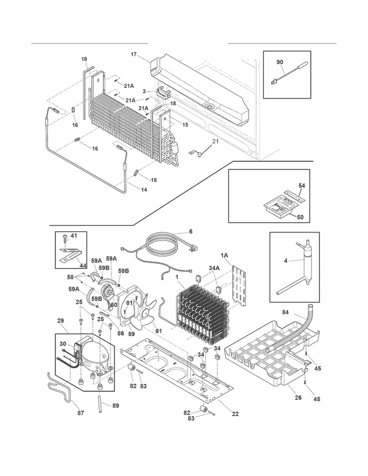 System Diagram and Parts List for FGHF2344ME1  Frigidaire Refrigerator
