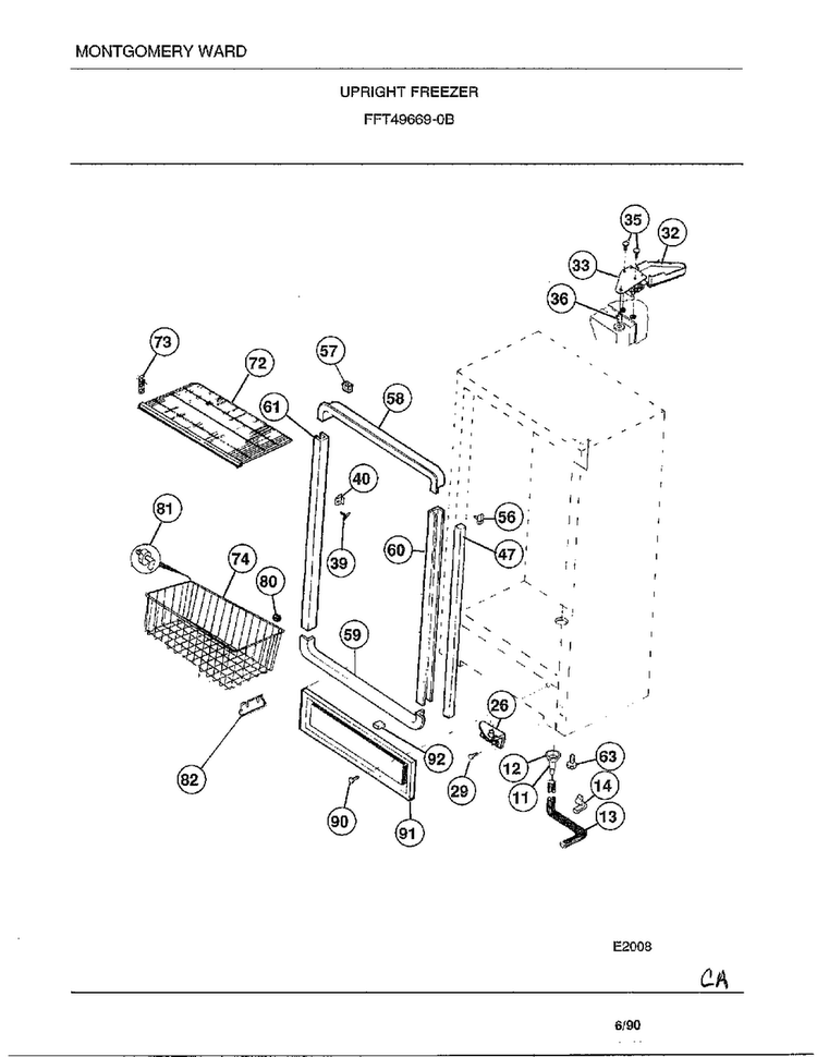 Upright Freezer Page 3 Diagram and Parts List for 49669B  Frigidaire Freezer