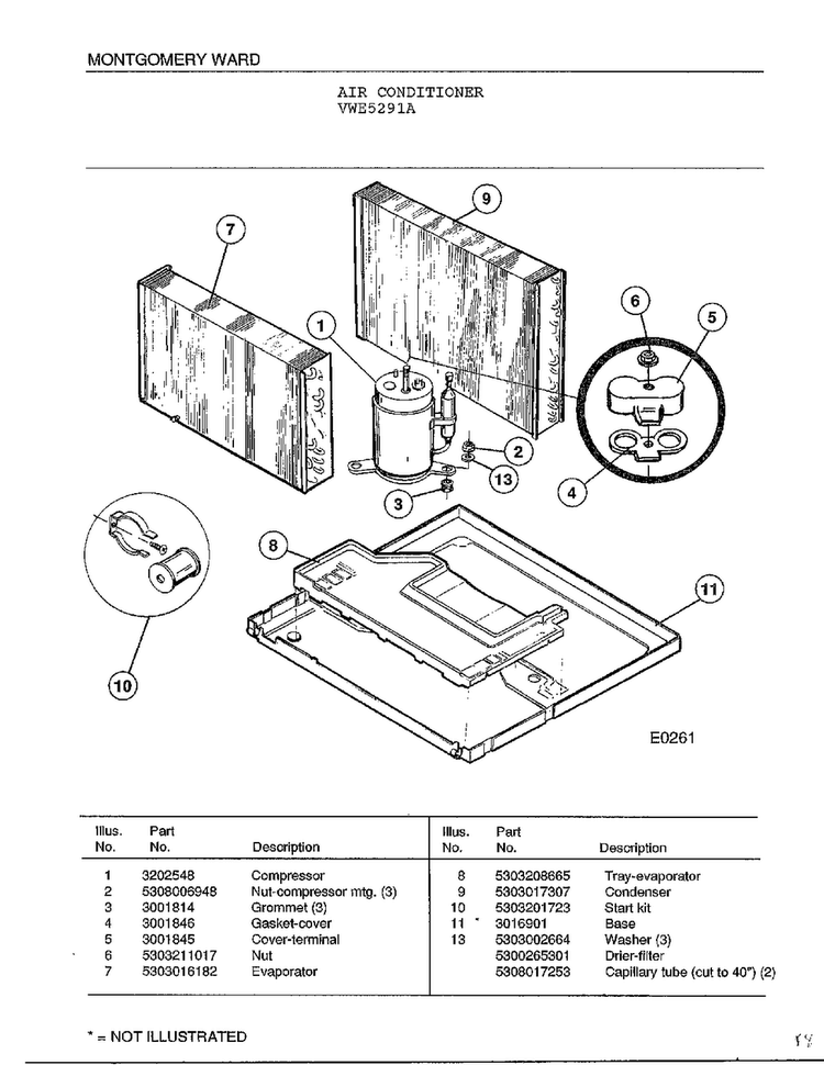 Air Conditioner Page 6 Diagram and Parts List for 5291A  Frigidaire Air Conditioner