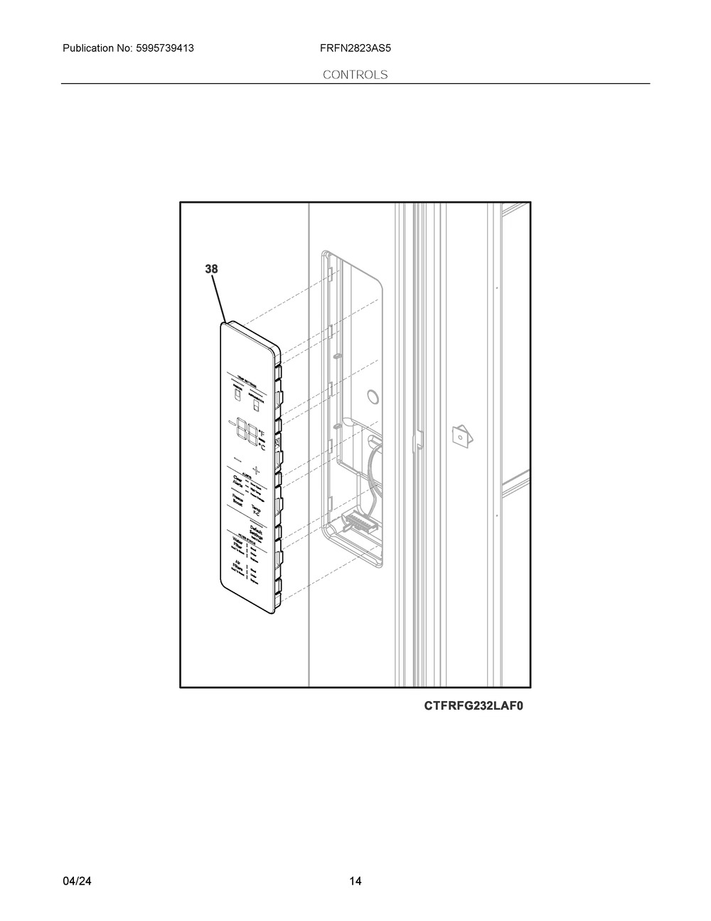 Controls Diagram and Parts List for FRFN2823AS5  Frigidaire Refrigerator