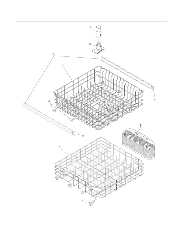 Racks Diagram and Parts List for FFBD2407LW1C  Frigidaire Dishwasher