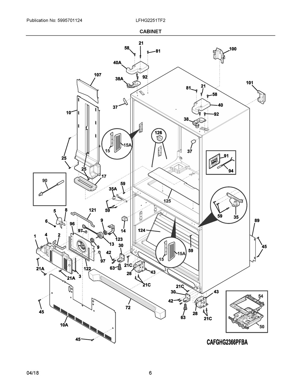 Cabinet Diagram and Parts List for LFHG2251TF2  Frigidaire Refrigerator