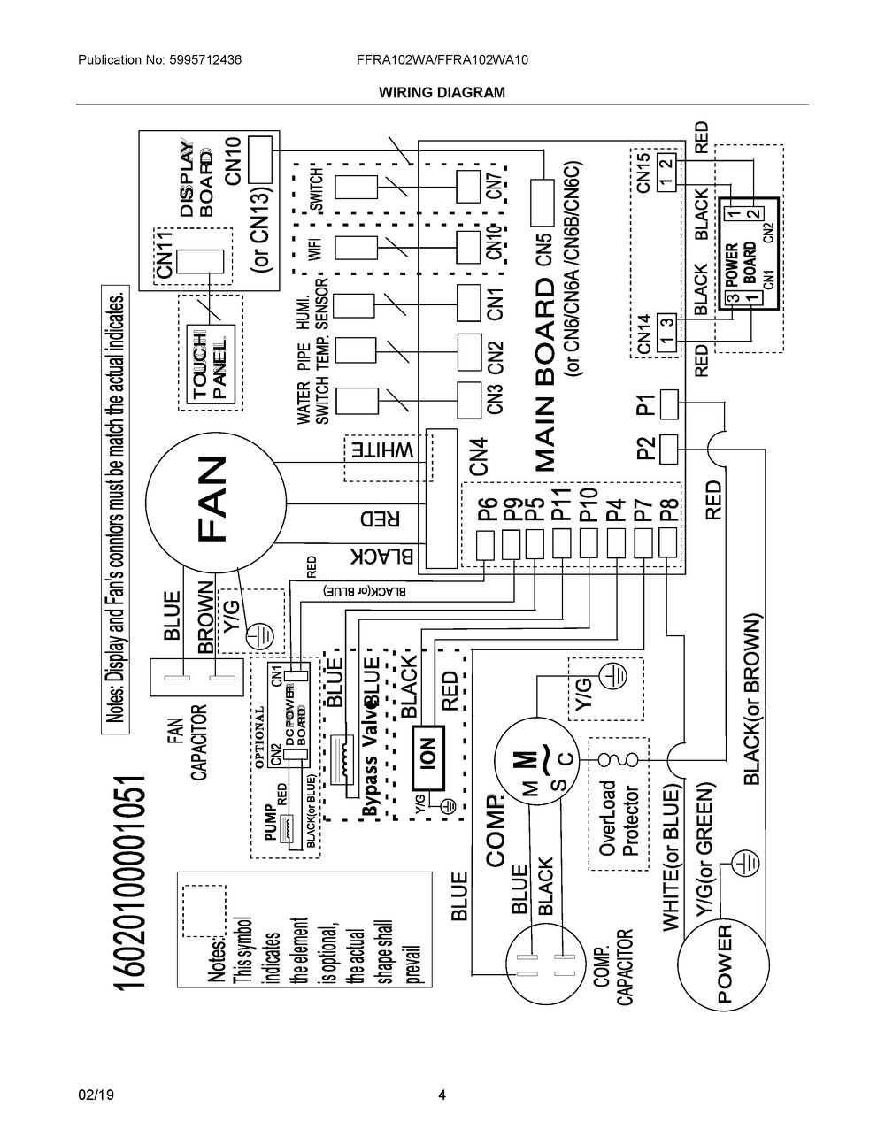 Wiring Diagram Diagram and Parts List for FFRA102WAE0  Frigidaire Air Conditioner