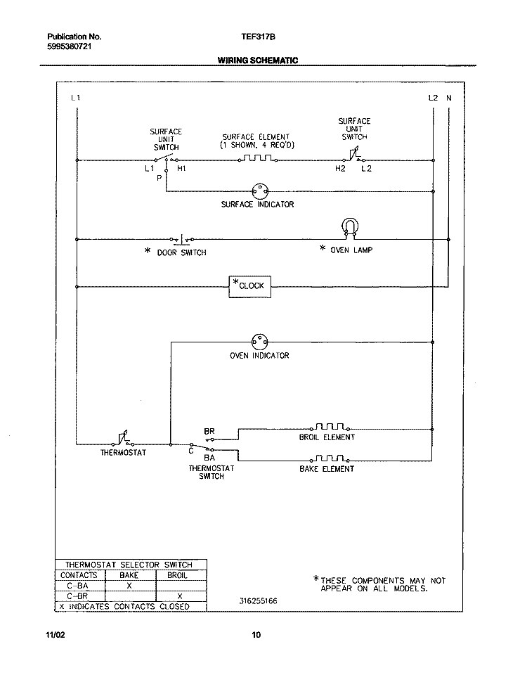 WIRING SCHEMATIC Diagram and Parts List for TEF317BUA  Tappan Range