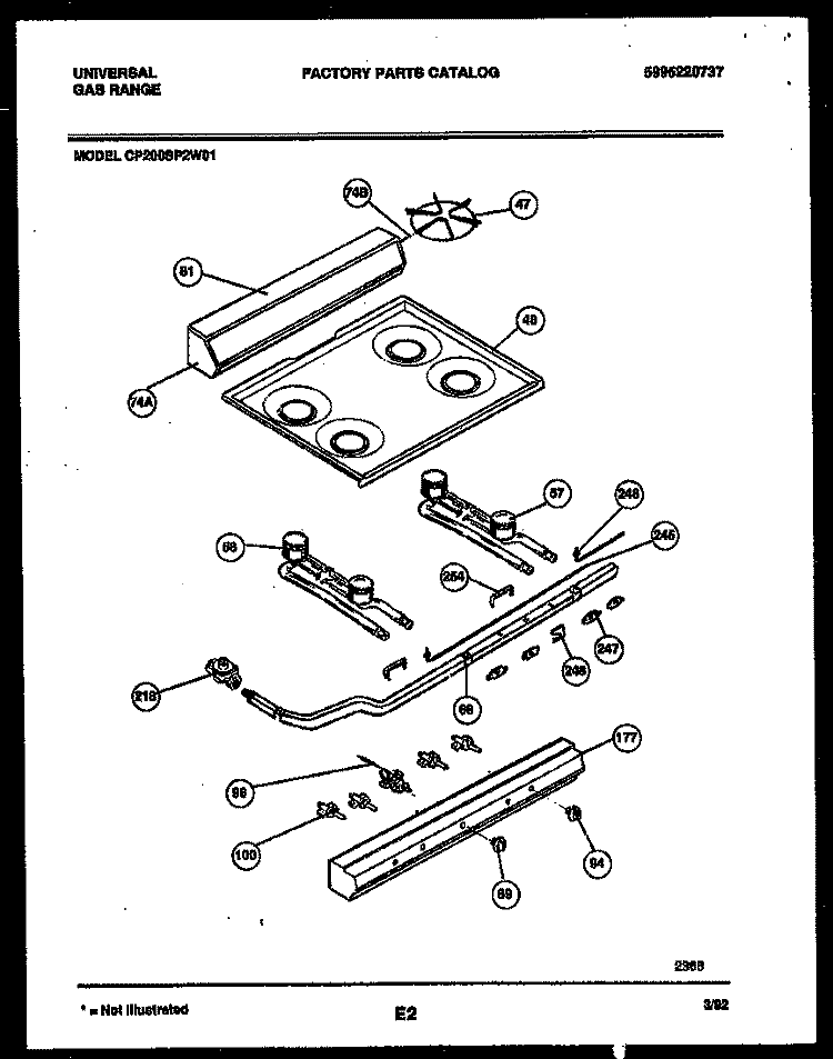 COOKTOP AND BURNER PARTS Diagram and Parts List for CP200SP2W1  Frigidaire Range