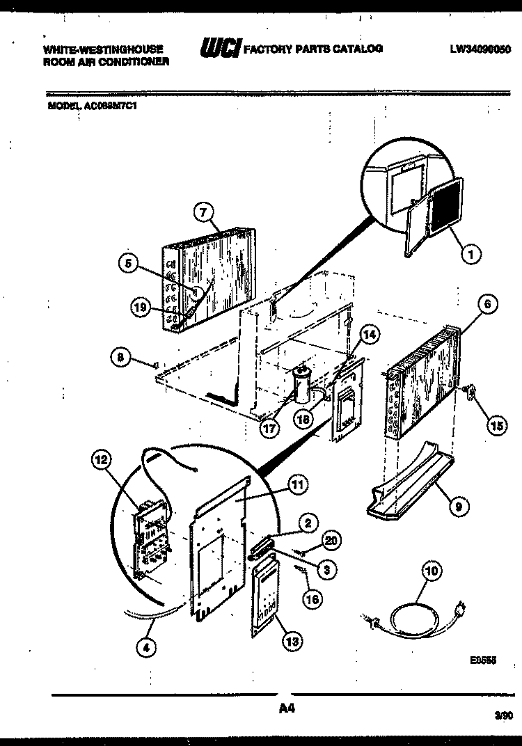 ELECTRICAL PARTS Diagram and Parts List for AC088M7C1  Frigidaire Air Conditioner