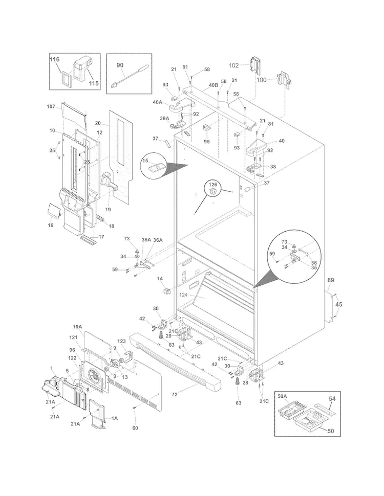 Cabinet Diagram and Parts List for EW28BS85KS4  Electrolux Refrigerator