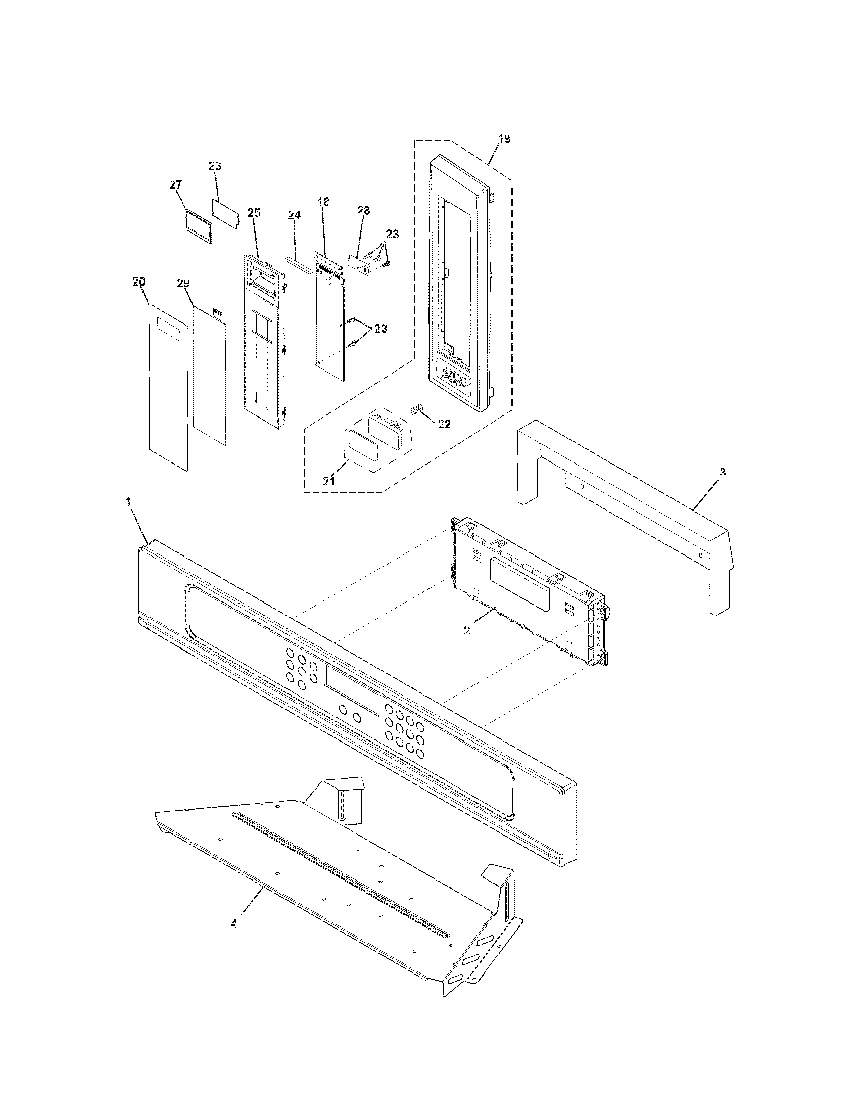 Control Panel Diagram and Parts List for 79049613312  Kenmore Microwave