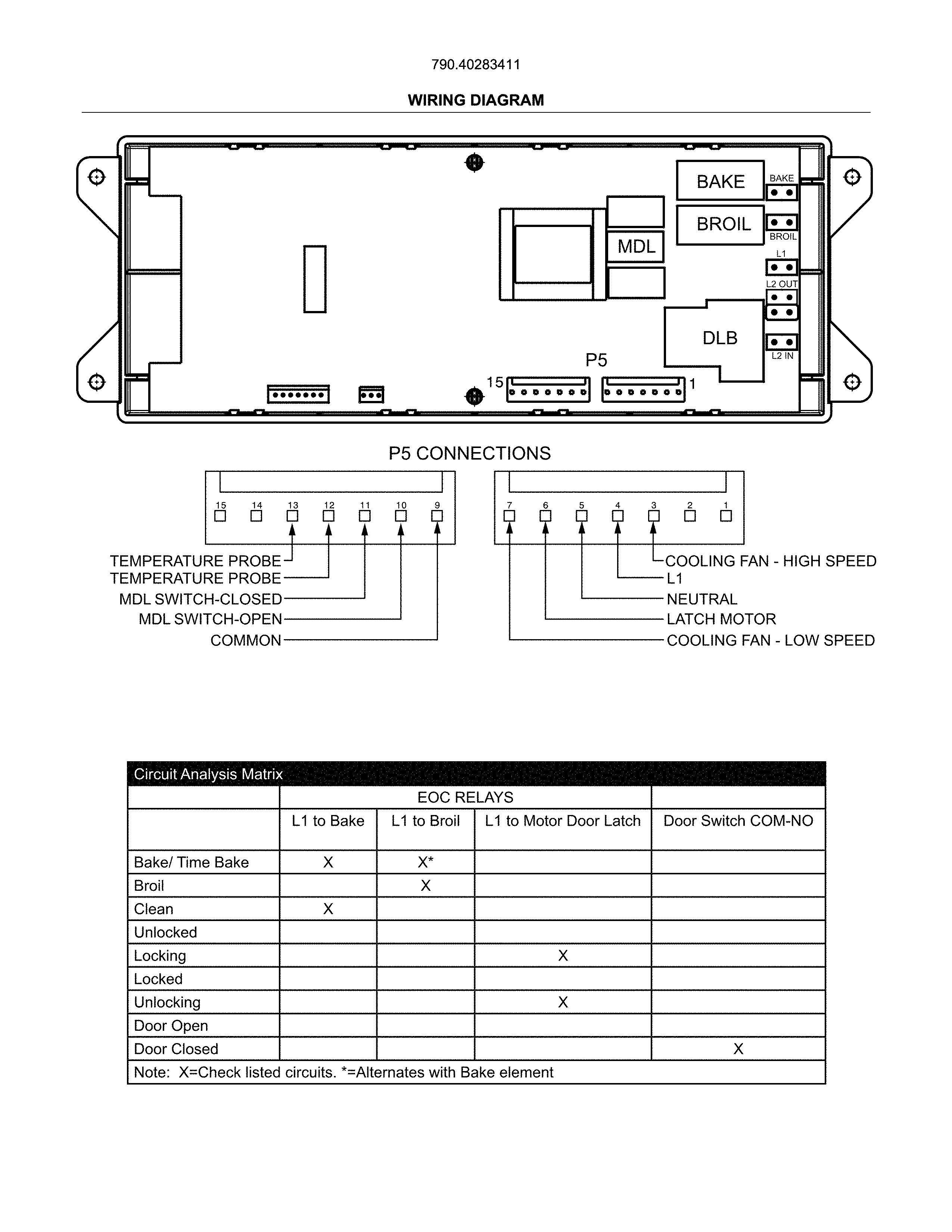 Wiring Diagram Diagram and Parts List for 79040283411  Kenmore Wall Oven