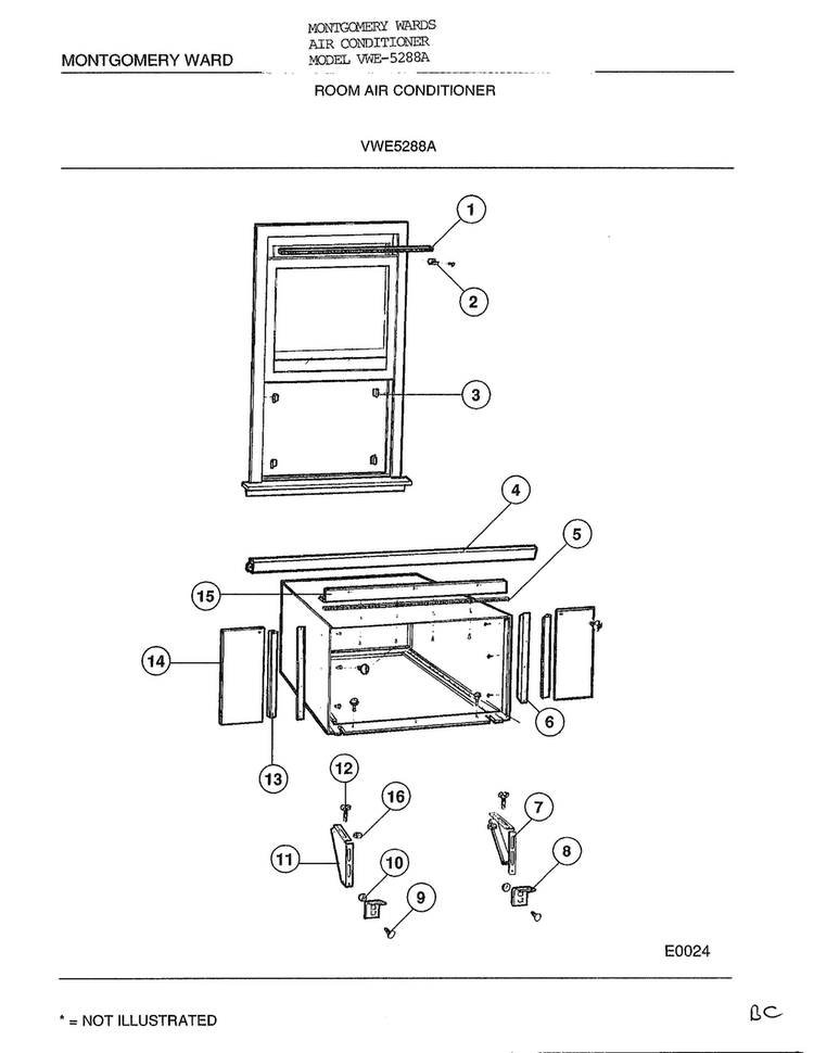 Room Air Conditioner Page 7 Diagram and Parts List for 5288A  Frigidaire Air Conditioner