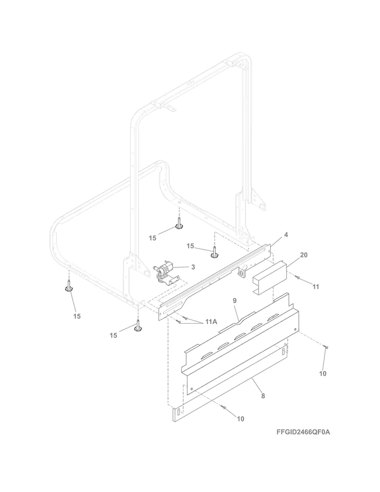 Frame Diagram and Parts List for FGID2466QF1A  Frigidaire Dishwasher