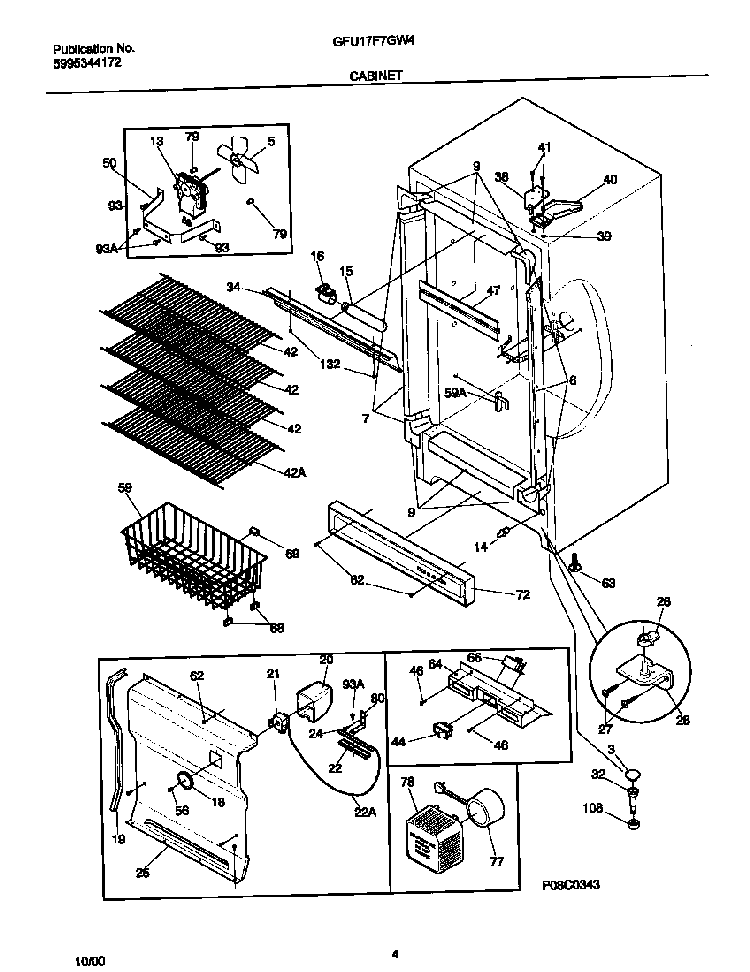 Cabinet Diagram and Parts List for GFU17F7GW4  Gibson Freezer