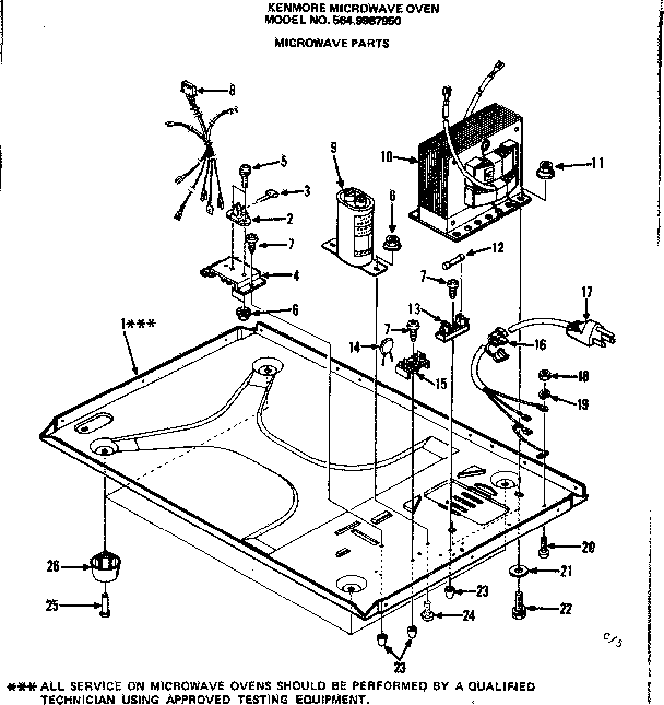 Microwave Parts Diagram and Parts List for 5649987950  Kenmore Microwave