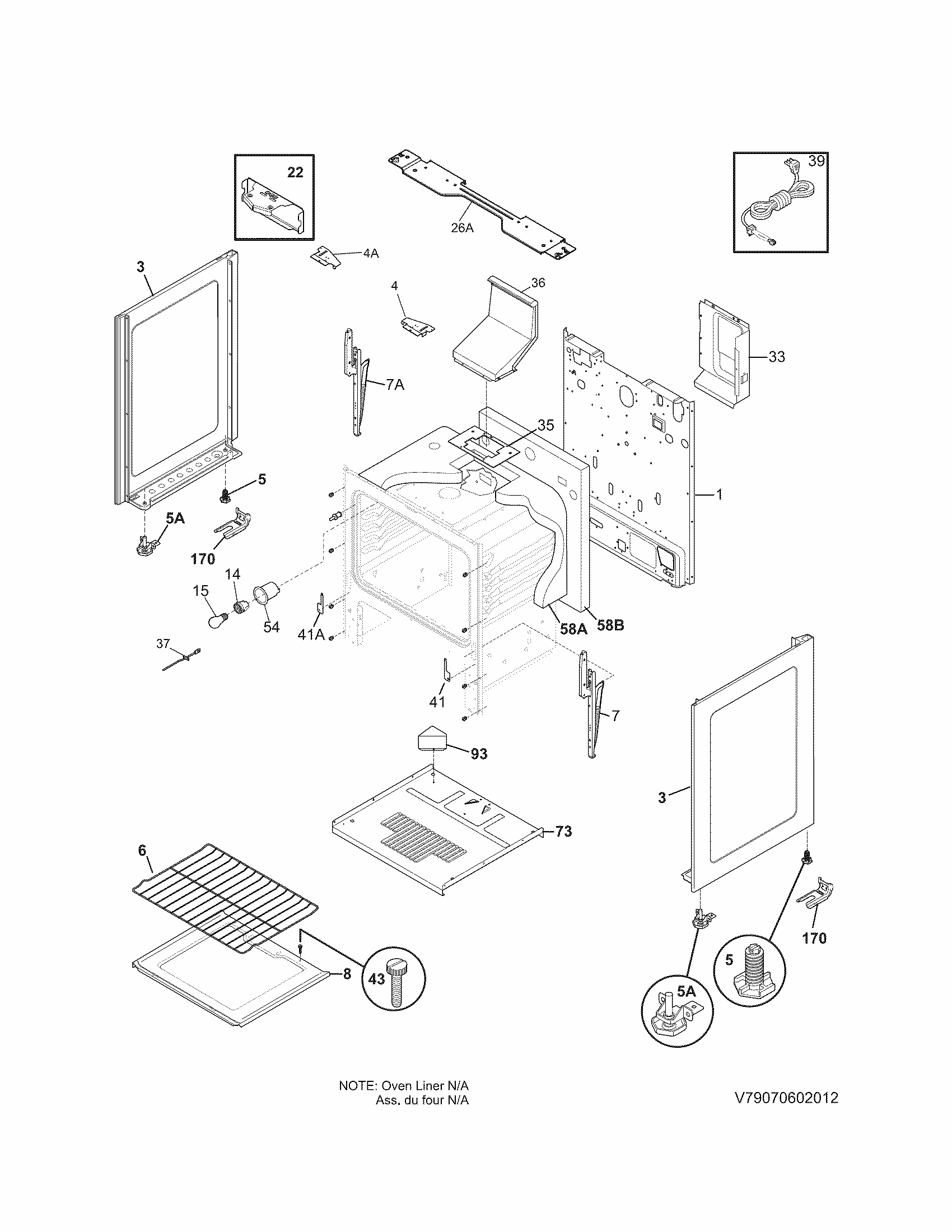 Body Diagram and Parts List for 79073439310  Kenmore Range
