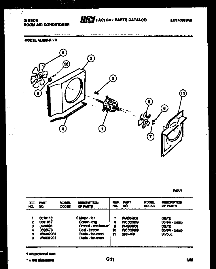 AIR HANDLING PARTS Diagram and Parts List for AL08B4EVB  Gibson Air Conditioner