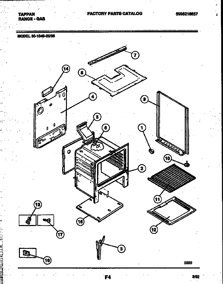 BODY PARTS Diagram and Parts List for 30-1049-00-06  Tappan Range