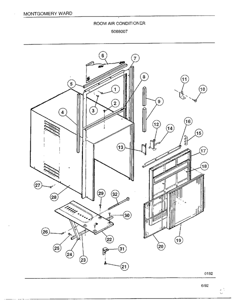 Room Air Conditioner Diagram and Parts List for 5068007  Frigidaire Air Conditioner