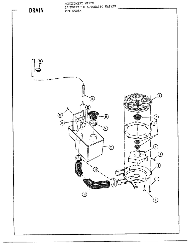 24` Portable/ Drain Diagram and Parts List for 6506A  Frigidaire Washer