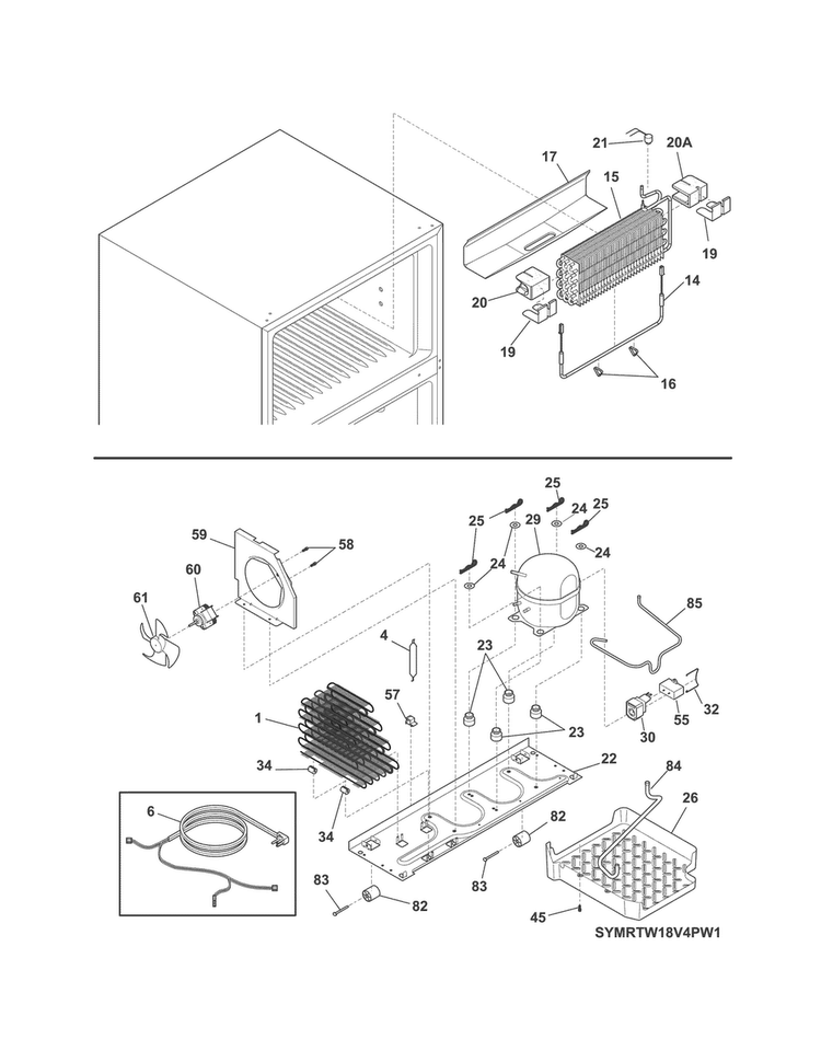 System Diagram and Parts List for MRTG15V4PW3  Uni Refrigerator