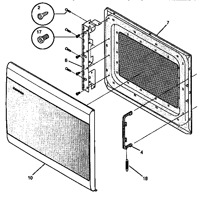 Door Diagram and Parts List for SMS139T1B(941354495)  Tappan Microwave