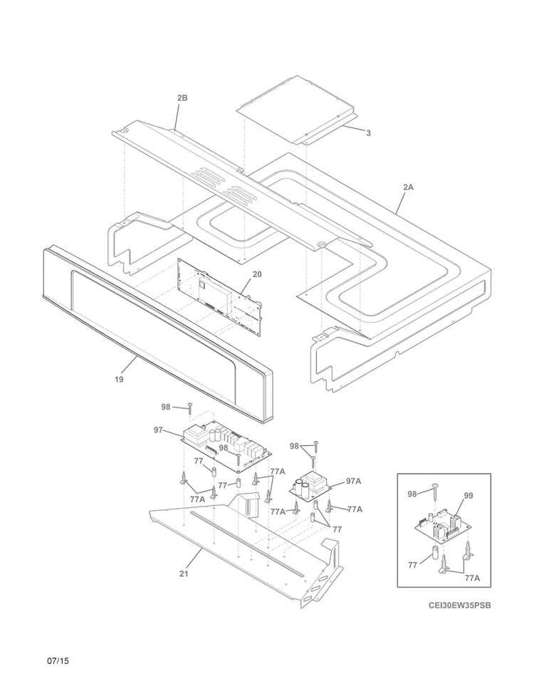Control Panel Diagram and Parts List for EW30EW55PSB  Electrolux Wall Oven