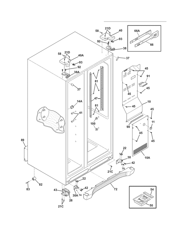 Cabinet Diagram and Parts List for FPUS2686LF3  Frigidaire Refrigerator