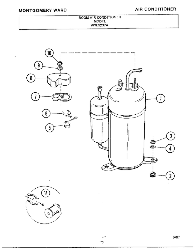 Room Air Conditioner Page 7 Diagram and Parts List for 5237A  Frigidaire Air Conditioner