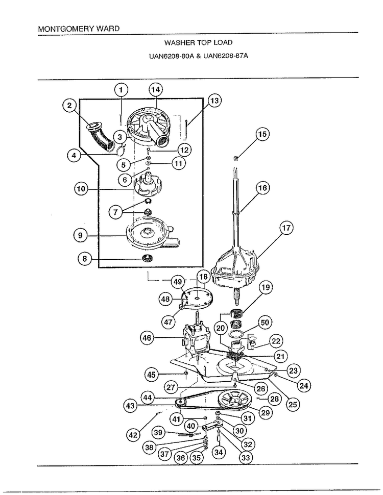 Washer Top Load Page 6 Diagram and Parts List for 6208A  Frigidaire Washer