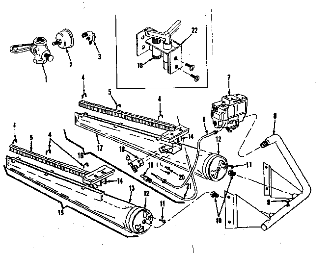 Burner & manifold assembly Diagram and Parts List for 86764111  Frigidaire Furnace