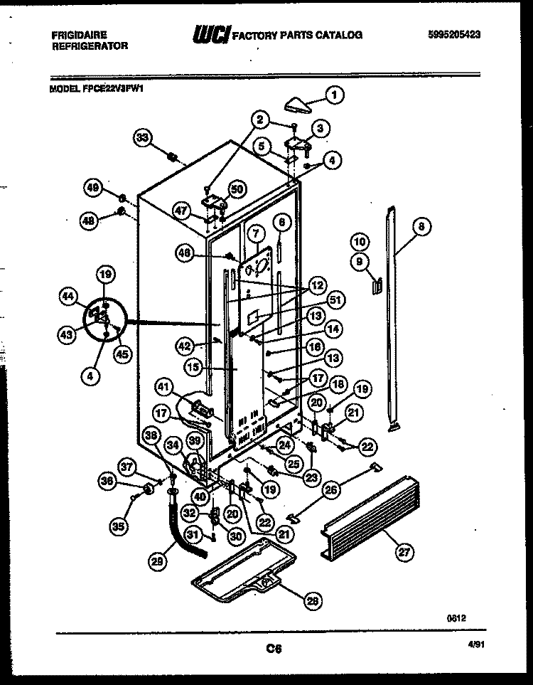 CABINET PARTS Diagram and Parts List for FPCE22V3FF1  Frigidaire Refrigerator