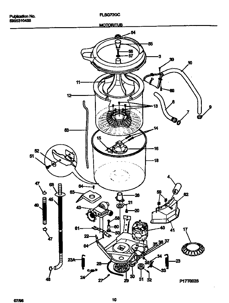 WASHER MOTOR Diagram and Parts List for FLSG72GCS8  Frigidaire Washer Dryer Combo