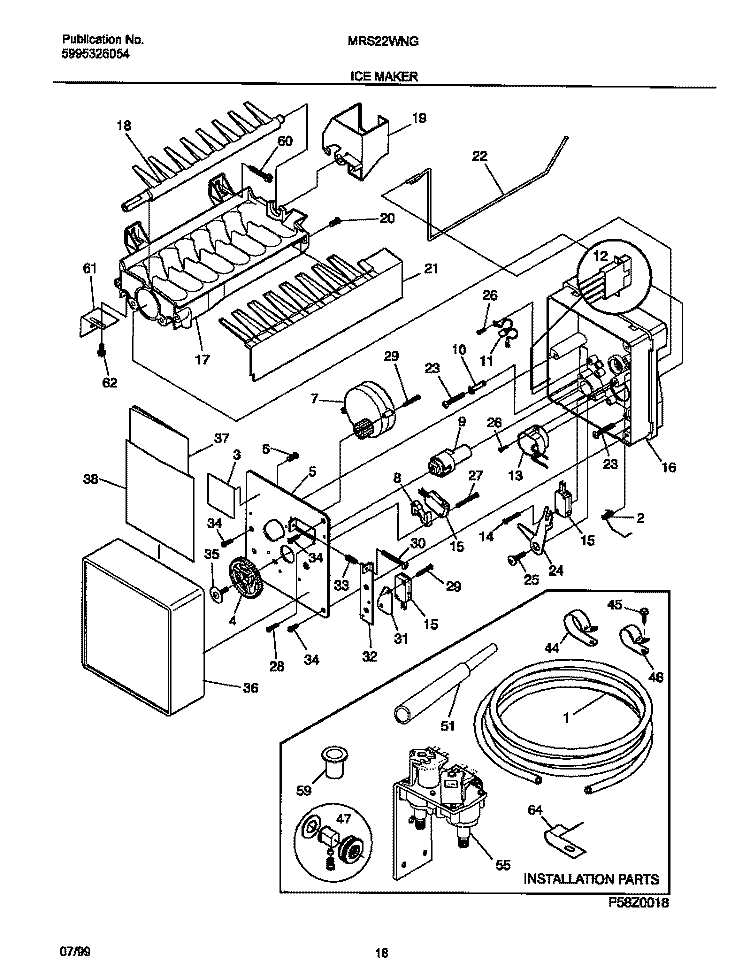 ICE MAKER Diagram and Parts List for MRS22WNGD3  Frigidaire Refrigerator