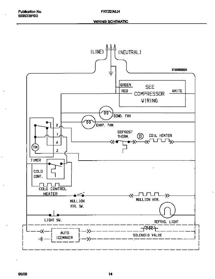 WIRING SCHEMATIC Diagram and Parts List for FRT22INLHB3  Frigidaire Refrigerator