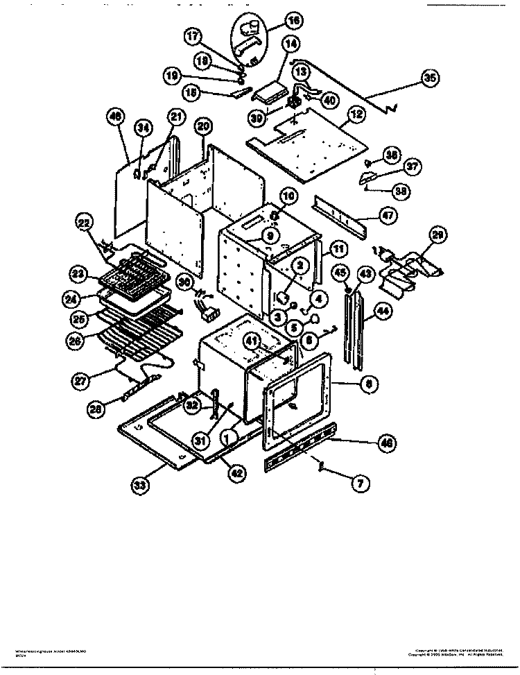 BODY Diagram and Parts List for KB663LMO  Frigidaire Wall Oven