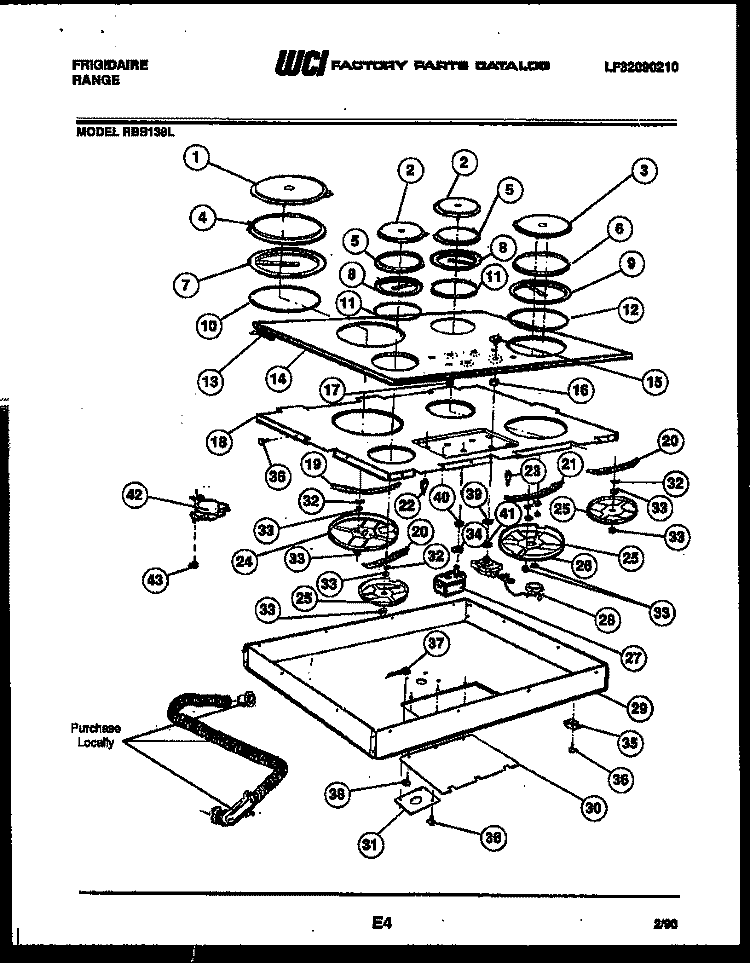 COOKTOP PARTS Diagram and Parts List for RBS138L  Frigidaire Cooktop