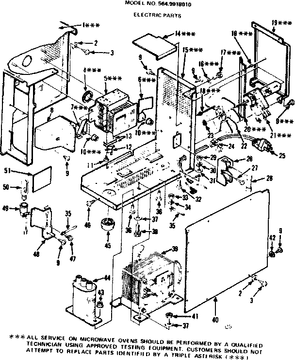 Electric Parts Diagram and Parts List for 5649918010  Kenmore Microwave