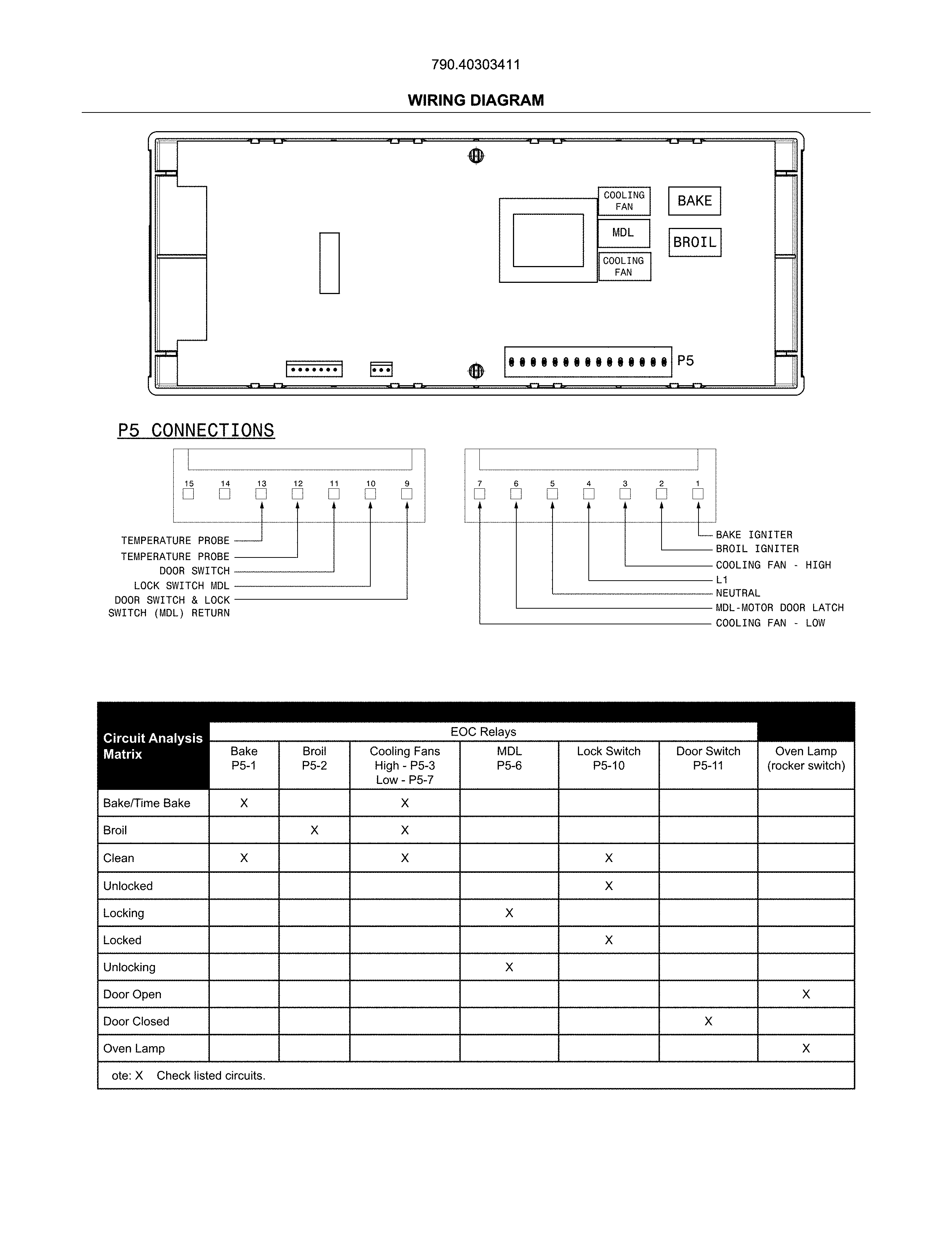 Wiring Diagram Diagram and Parts List for 79040303411  Kenmore Wall Oven
