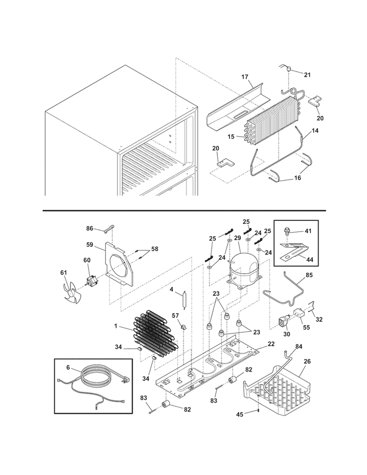 System Diagram and Parts List for 2536176701B  Kenmore Refrigerator