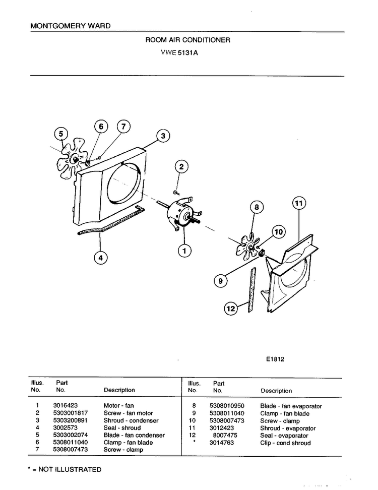 Room Air Conditioner Page 5 Diagram and Parts List for 5131A  Frigidaire Air Conditioner