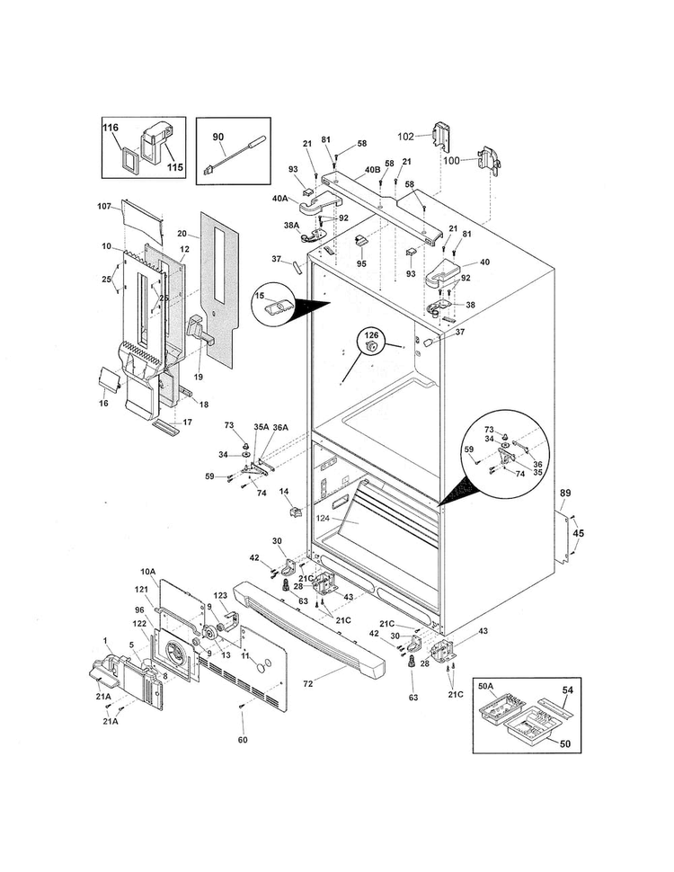 Cabinet Diagram and Parts List for EW28BS85KS3  Electrolux Refrigerator