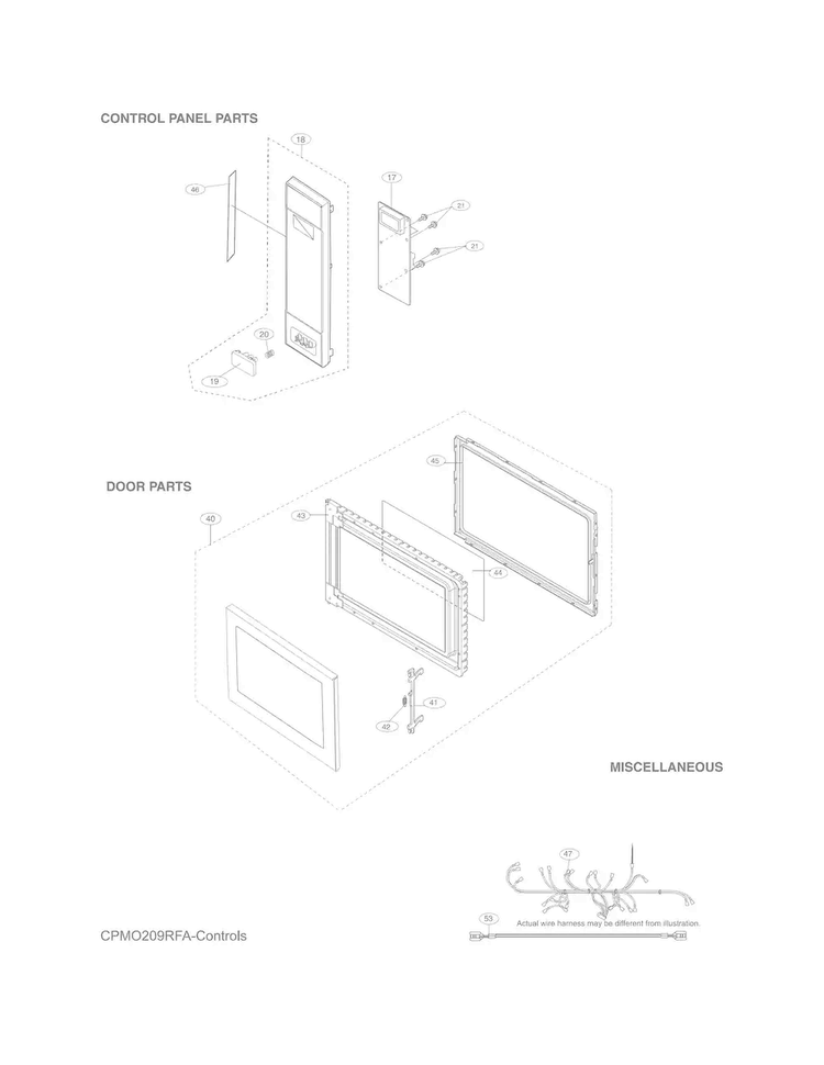Control Panel,door,miscellaneous Diagram and Parts List for CPMO209RFA  Frigidaire Microwave