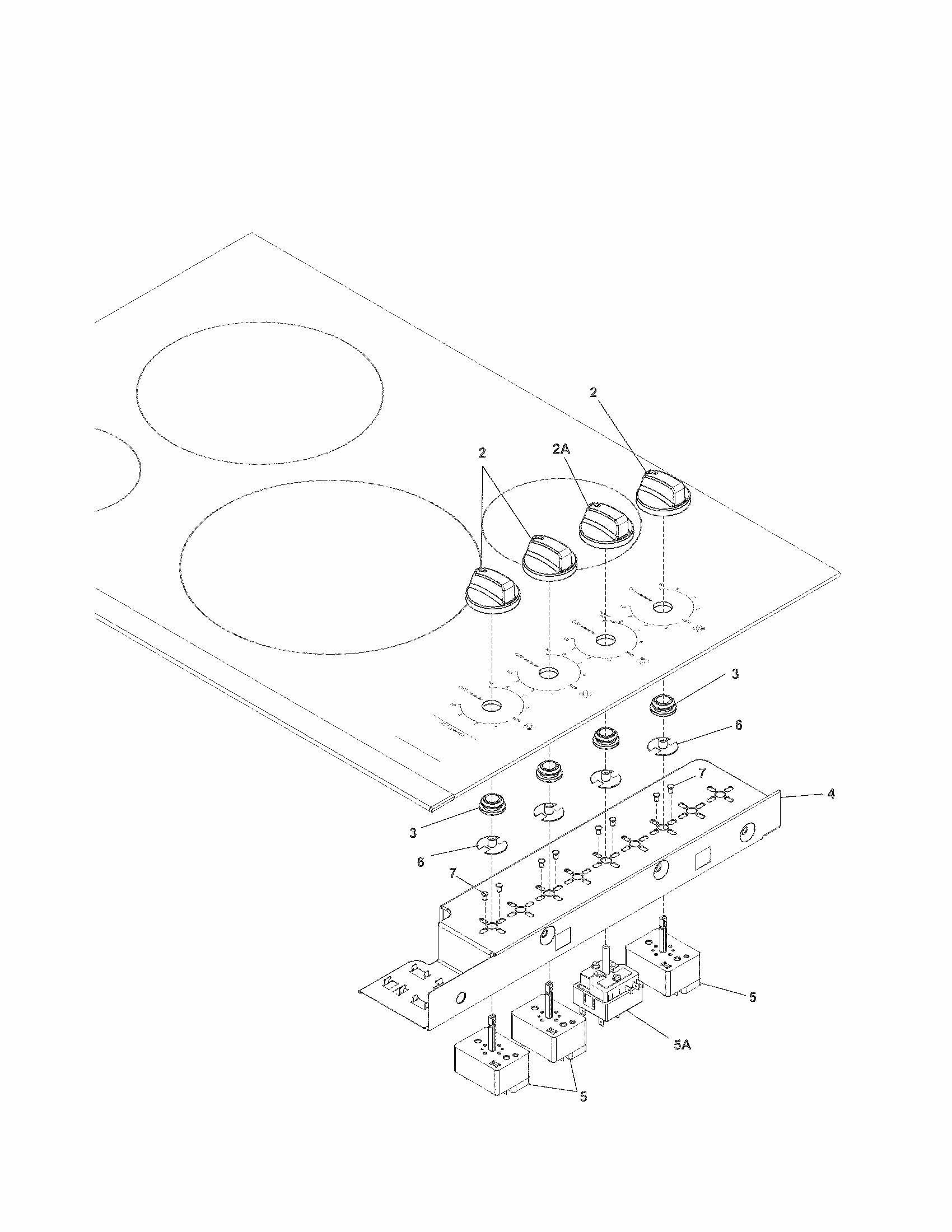 Control Panel Diagram and Parts List for 79045209410  Kenmore Cooktop