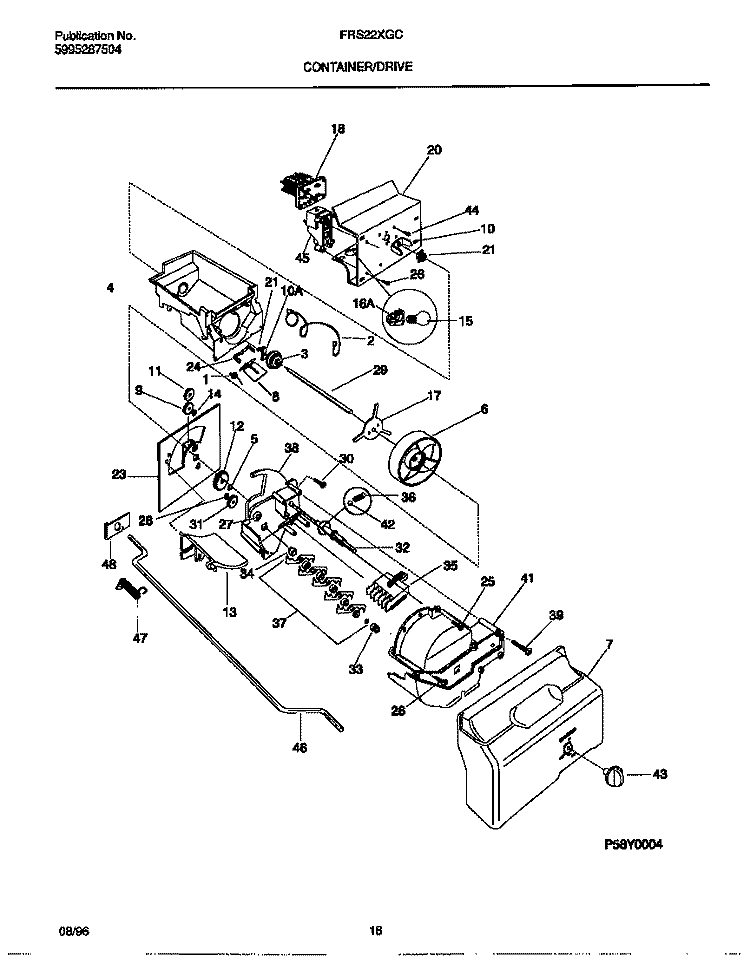 CONTAINER / DRIVE Diagram and Parts List for FRS22XGCD3  Frigidaire Refrigerator