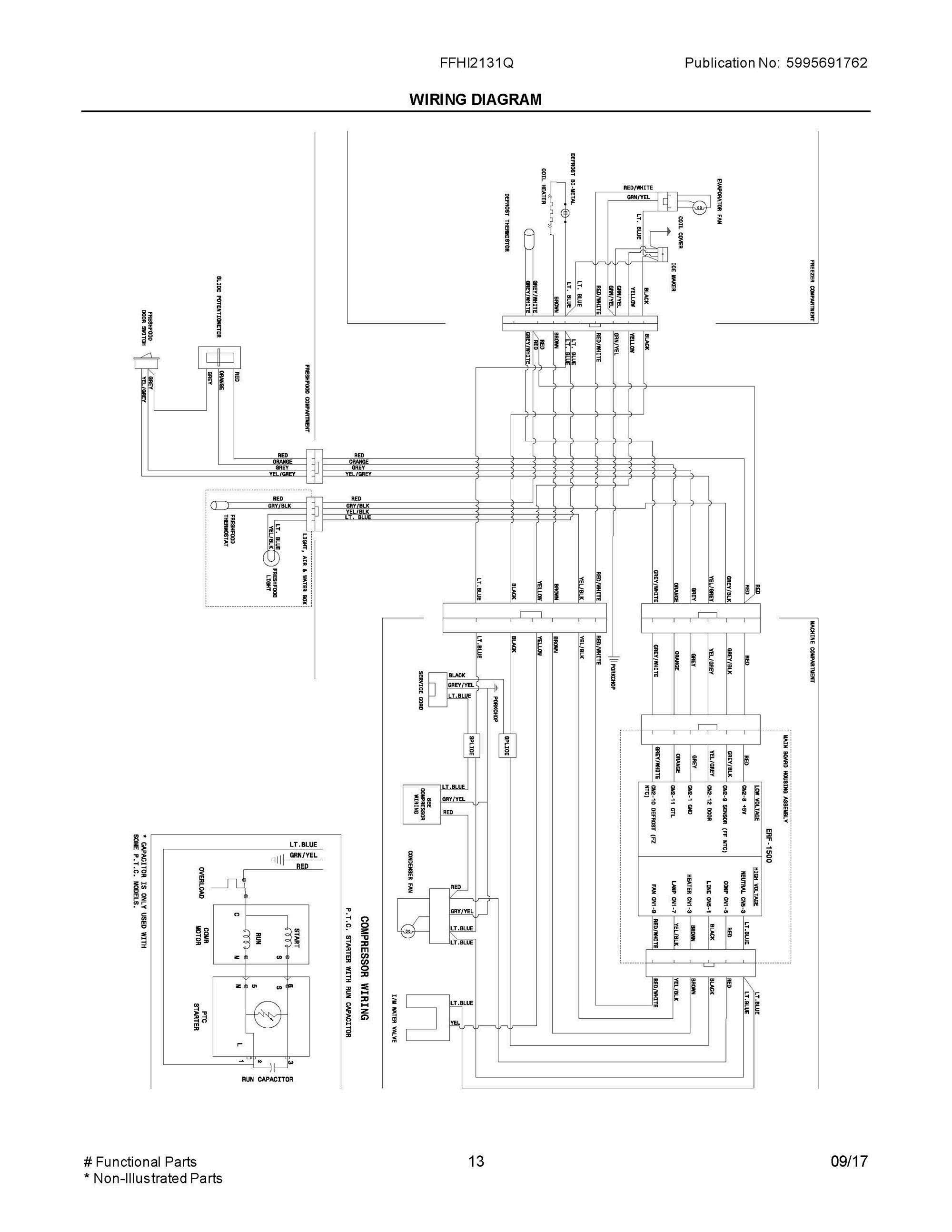 08 - WIRING DIAGRAM Diagram and Parts List for FFHI2131QE2  Frigidaire Refrigerator