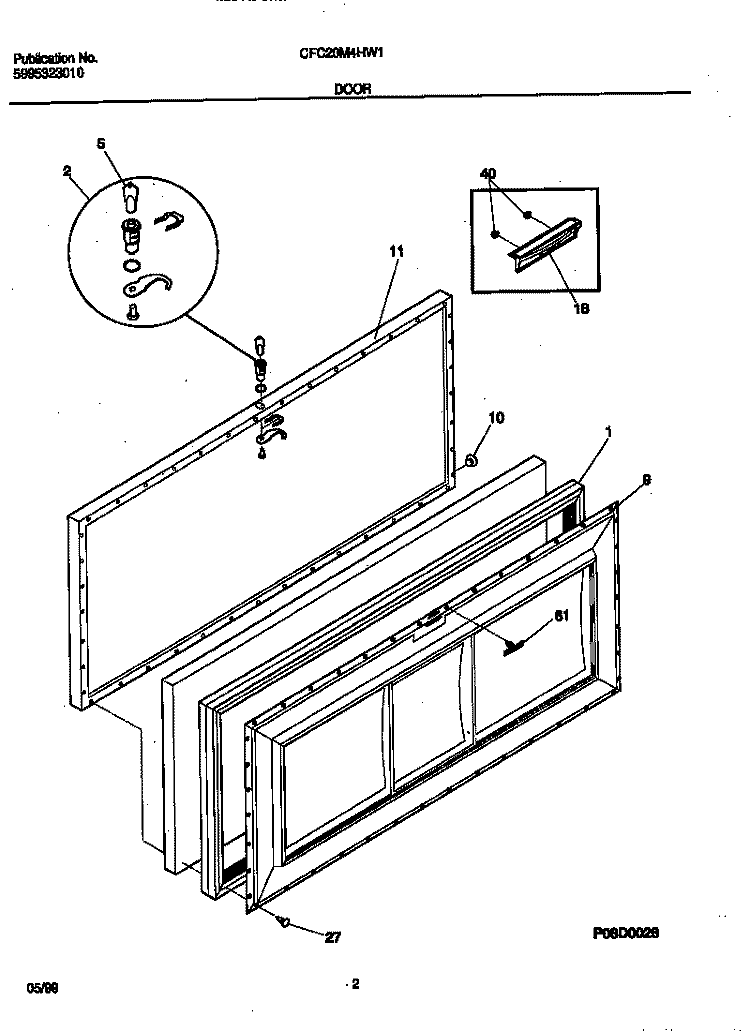 DOOR Diagram and Parts List for CFC20M4HW1  Frigidaire Freezer