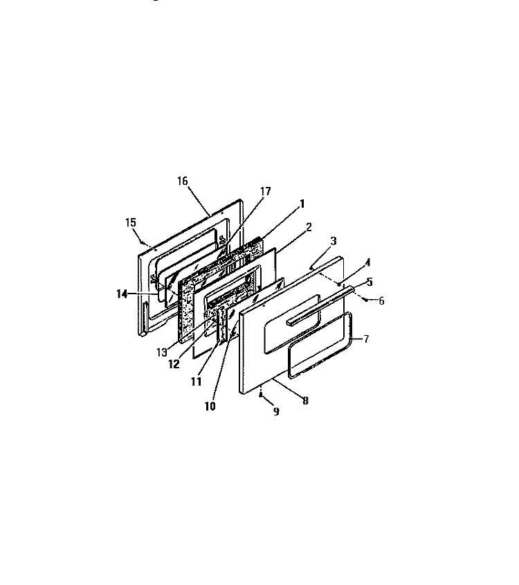 DOOR Diagram and Parts List for RG26CL0  Frigidaire Range