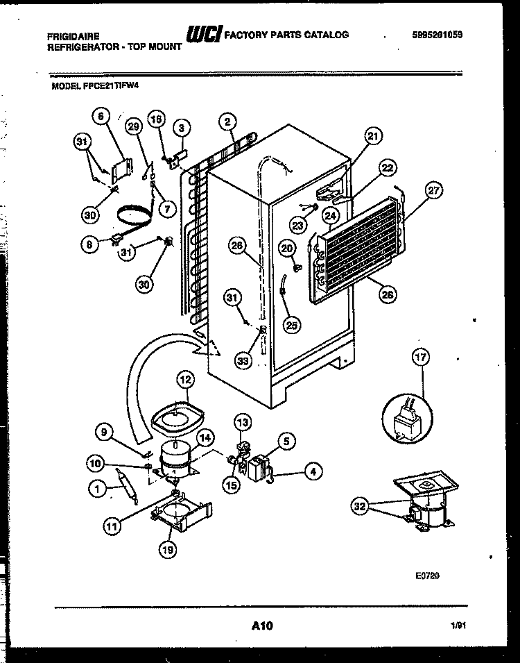 SYSTEM AND AUTOMATIC DEFROST PARTS Diagram and Parts List for FPCE21TIFL4  Frigidaire Refrigerator